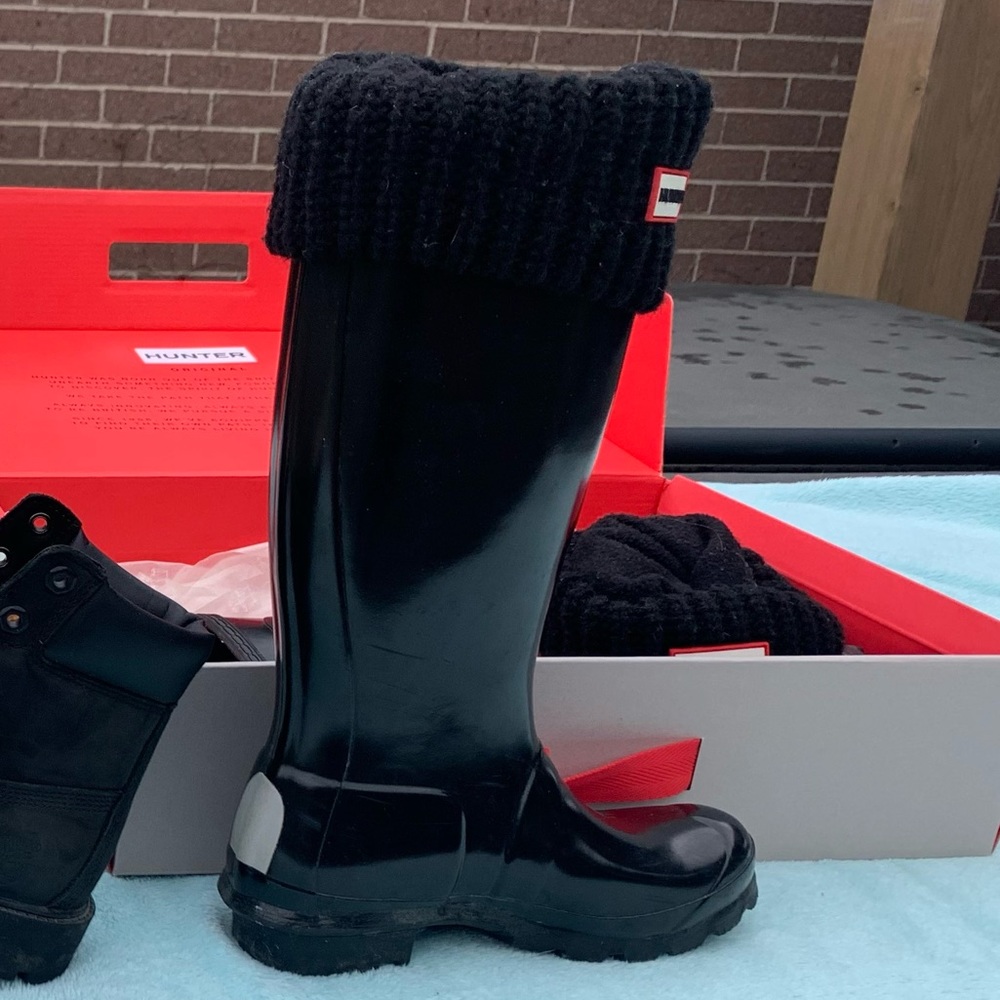 Hunter boots with socks